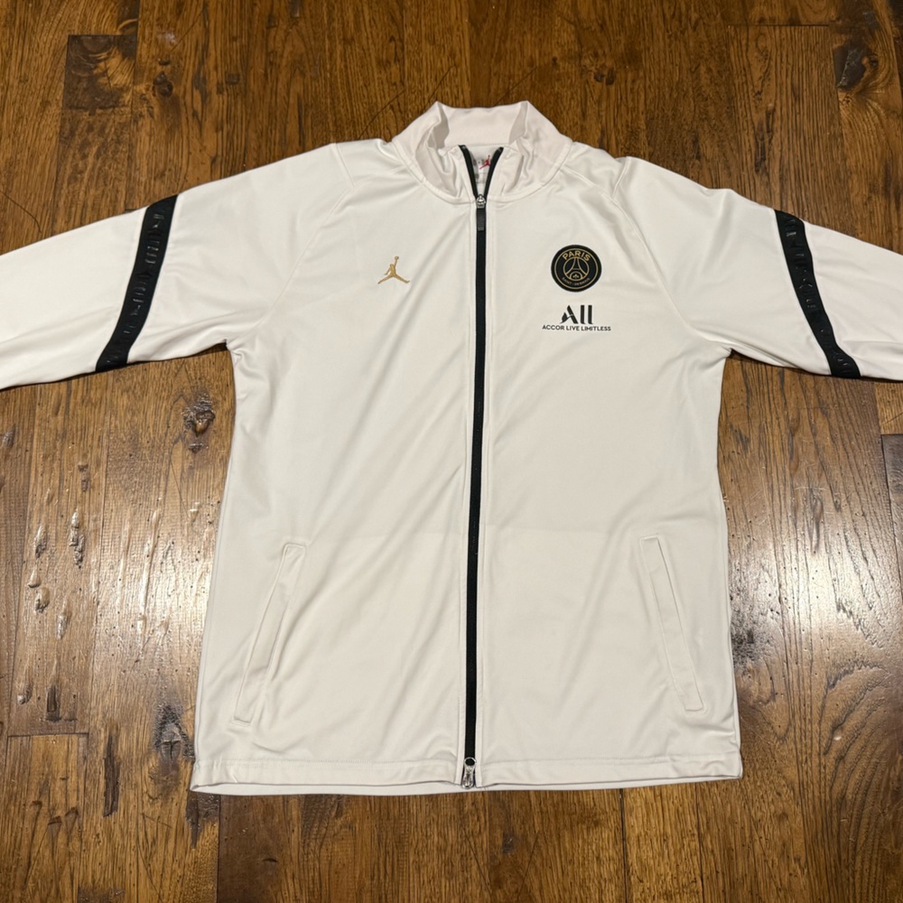 Nike Jordan Mens White Paris Saint Germain PSG Full Zip Jacket Large CK9625-100